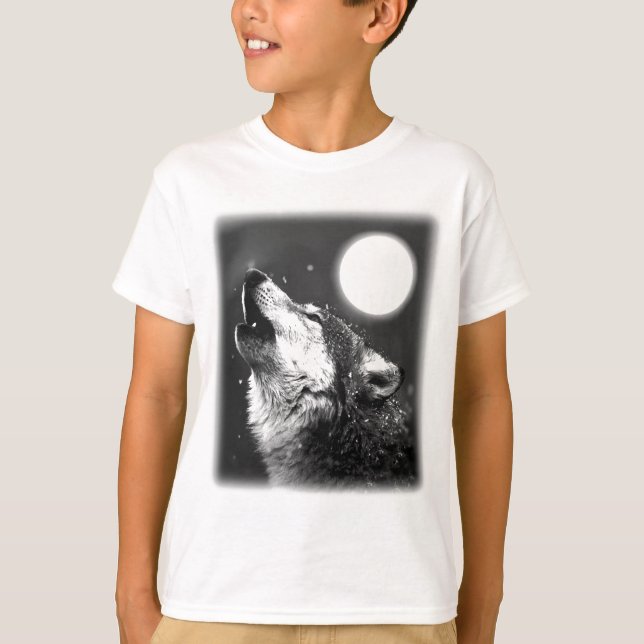 T-shirt Wolf Howling à Moon (Devant)