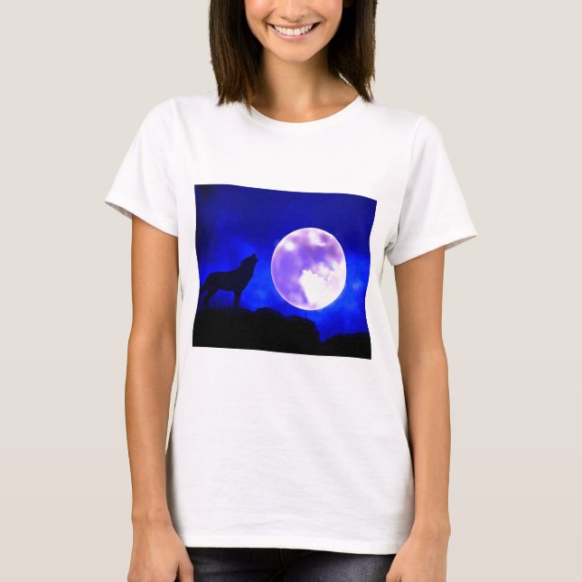 T-shirt Wolf Howling à Moon (Devant)