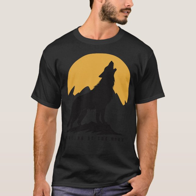 T-shirt Wolf Howling at the moon (Devant)