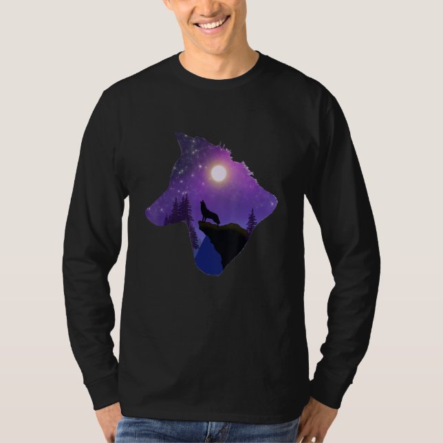 T-shirt Wolf Howling At The Moon Design (Devant)