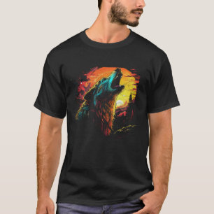 T-shirt Wolf Howling At the Moon Women s Alaskan Wildlife
