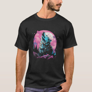 T-shirt Wolf Howling Au Parc National De La Lune Faune Al