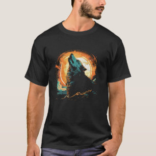 T-shirt Wolf Howling Au Parc National De La Lune L'Alaska