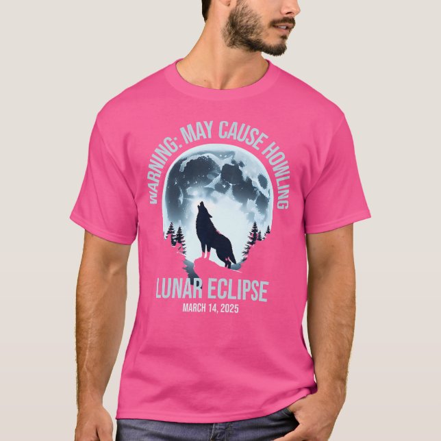 T-shirt Wolf Howling Lunar Eclipse 14 mars 2025 Total Lun (Devant)