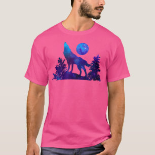T-shirt Wolf Howling Moon Trees Wilderness Love Wolves