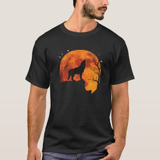 T-shirt Wolf Howling Pleine lune Forêt Nature Laine Lune (Devant)