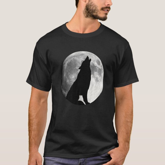 T-shirt Wolf hurle au loup de lune (Devant)