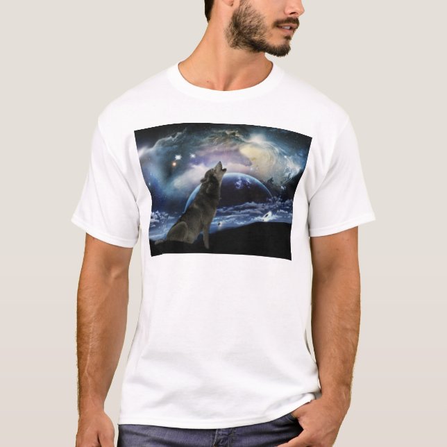 T-shirt Wolf hurle sur la lune (Devant)