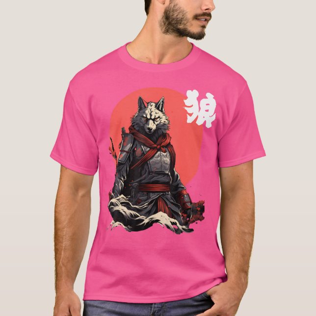 T-shirt Wolf japonais Ninja Caractère japonais Wolf Cool (Devant)