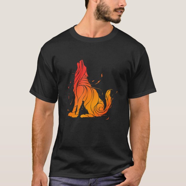 T-shirt Wolf Love Wolves Tribal Tattoo Wolf Design (Devant)