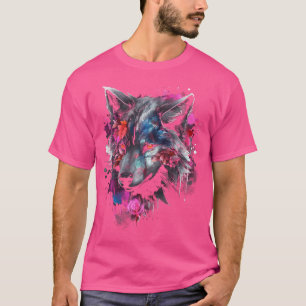 T-shirt Wolf Lover Fleurs d'oeuvres d'art Animal Motif Wol