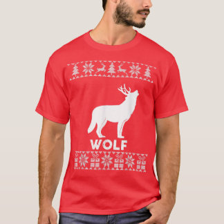 T-shirt Wolf Lover Noël Reindeer Wolf Vilain Noël