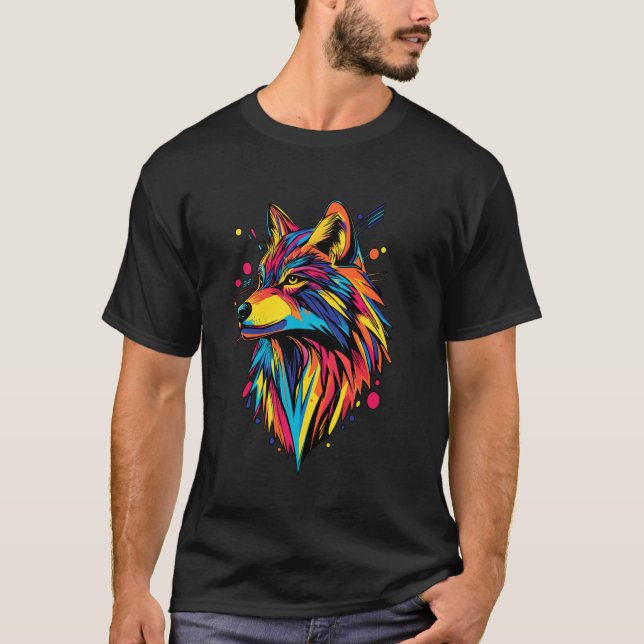 T-shirt Wolf Lovers Pop Art Design couleur Wolf (Devant)