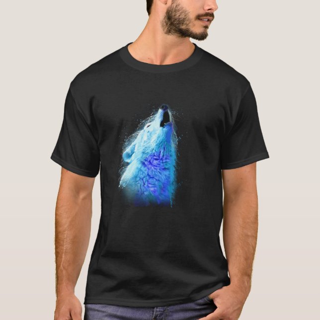 T-shirt Wolf Main dessinée de l'eau couleur éclaboussure a (Devant)