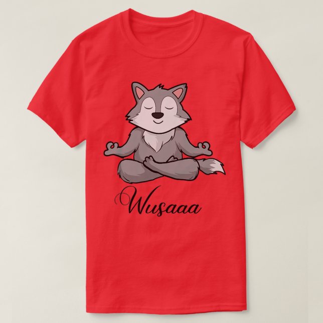 T-shirt Wolf meditation sunflower Breathe Deep wusaaa calm (Design devant)