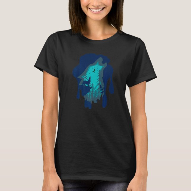 T-shirt Wolf Moon Howling (Devant)