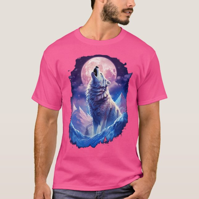 T-shirt Wolf Moon Howling Funny Meute de loups Des Loups (Devant)