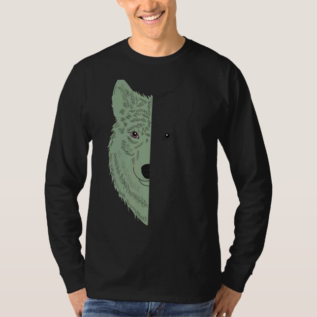 T-shirt Wolf Motif Predator Face Wolfs (Devant)