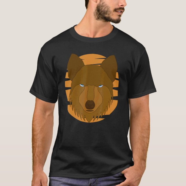 T-shirt Wolf Motif Predator Face Wolfs (Devant)