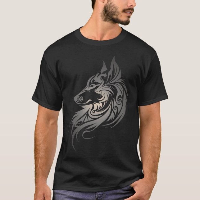 T-shirt Wolf Norse Mythologie Viking Native American Spiri (Devant)