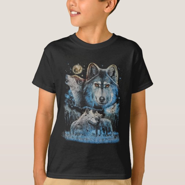 T-shirt Wolf Pack Kids - Llow in the dark print (Devant)