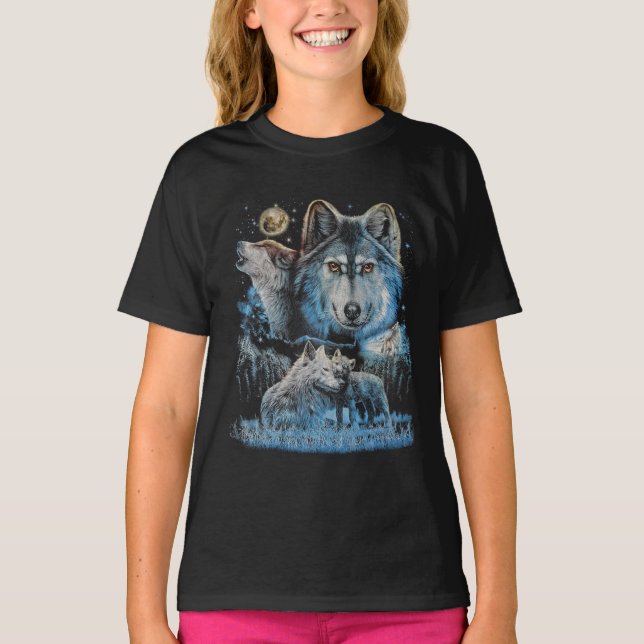 T-shirt Wolf Pack Kids - Llow in the dark print (Devant)