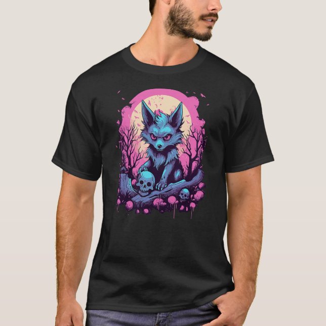 T-shirt Wolf Pastel Goth Kawaii Cute Creepy Cool Stuff (Devant)