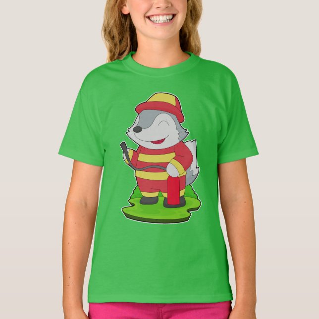 T-shirt Wolf Pompier extincteur Service d'incendie (Devant)