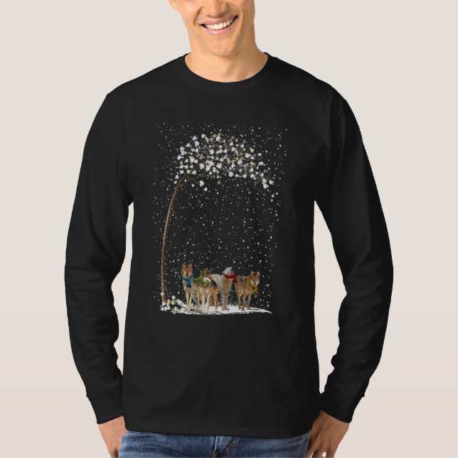 T-shirt Wolf Scarf Winter Christmas Tree Xmas Snowy (Devant)