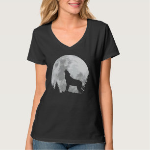 T-shirt Wolf Shirt Pleine lune Forêt Howling Nature Chasse