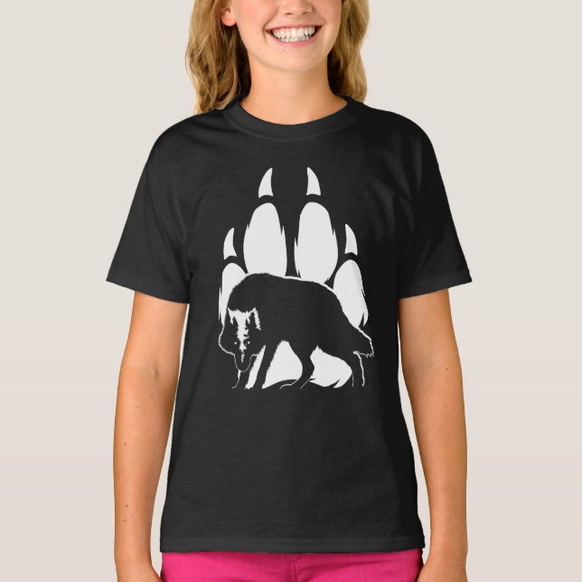 T-shirt Wolf Silhouette et empreinte (Devant)