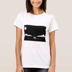 T-shirt Wolf Silhouette étoile Ciel minimaliste conception