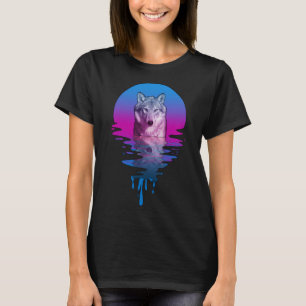 T-shirt Wolf Sunset Retro vintage