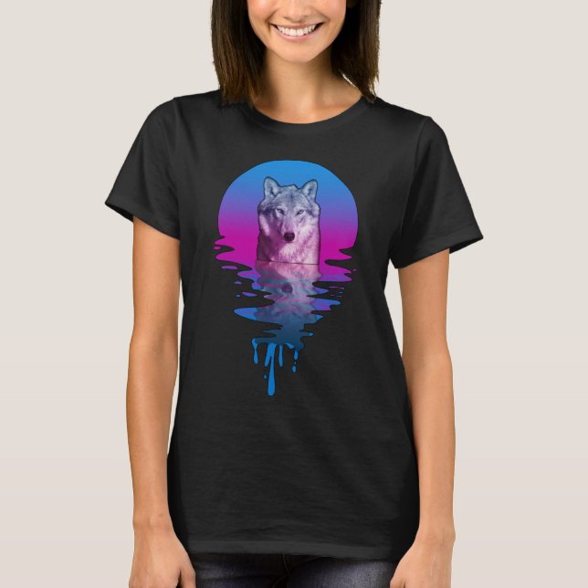 T-shirt Wolf Sunset Retro vintage (Devant)