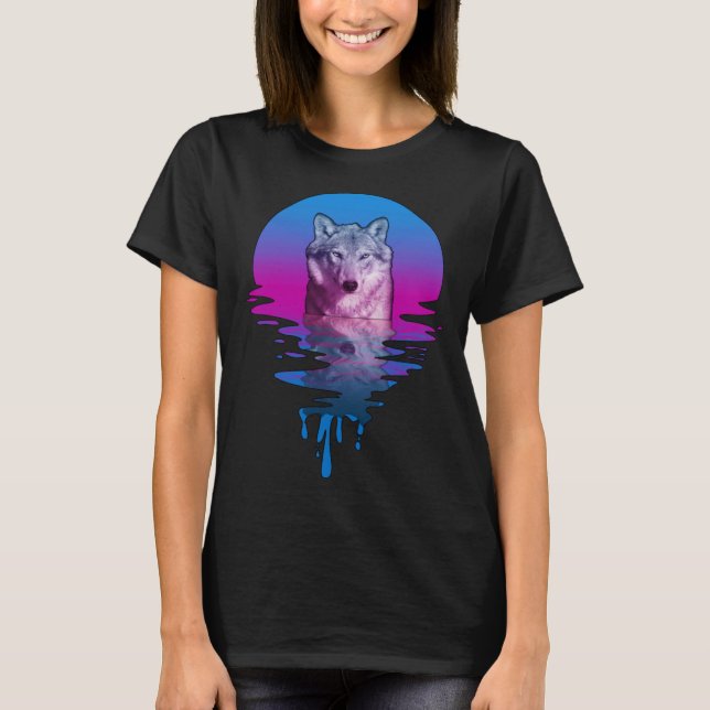 T-shirt Wolf Sunset Retro vintage (Devant)