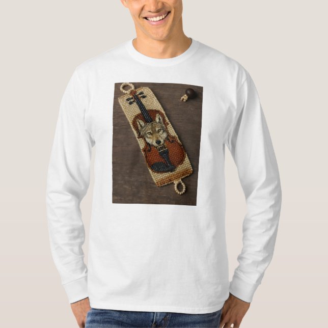 T-shirt Wolf sur un perlage de violon (Devant)