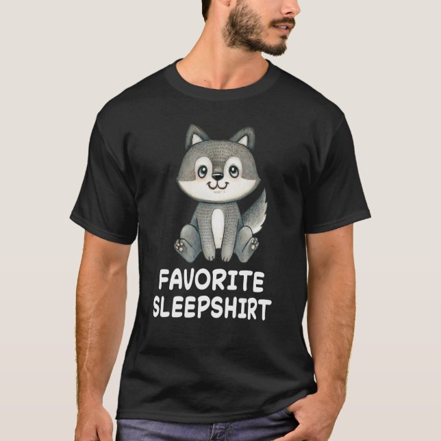 T-shirt Wolf Wolf Nap Dormir Pyjama Pyjama Nigh (Devant)
