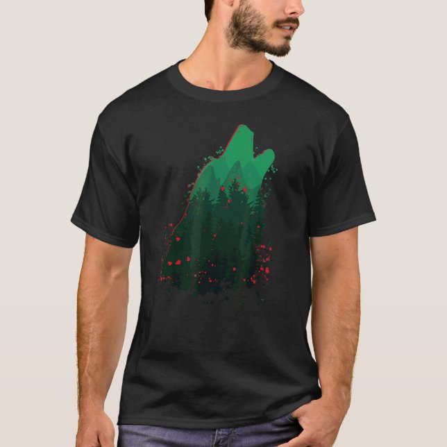 T-shirt Wolf Wolf Silhouette Wolfs Chef Predateur Wild Ani (Devant)