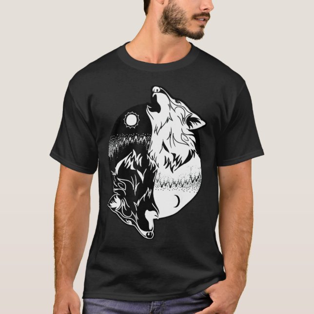 T-shirt Wolf Yin Yang Skoll Yin Yang meilleur homme (Devant)