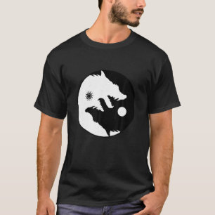 T-shirt Wolf Yin Yang Soleil Lune Solde Harmonie Vintage L