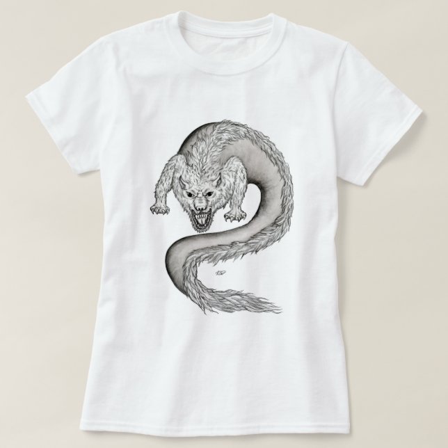 T-shirt Wolfdragon design noir et blanc (Design devant)