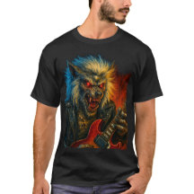 Wolve en métal lourd jouant de la guitare