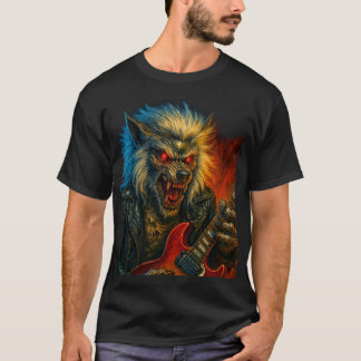 T-shirt Wolve en métal lourd jouant de la guitare
