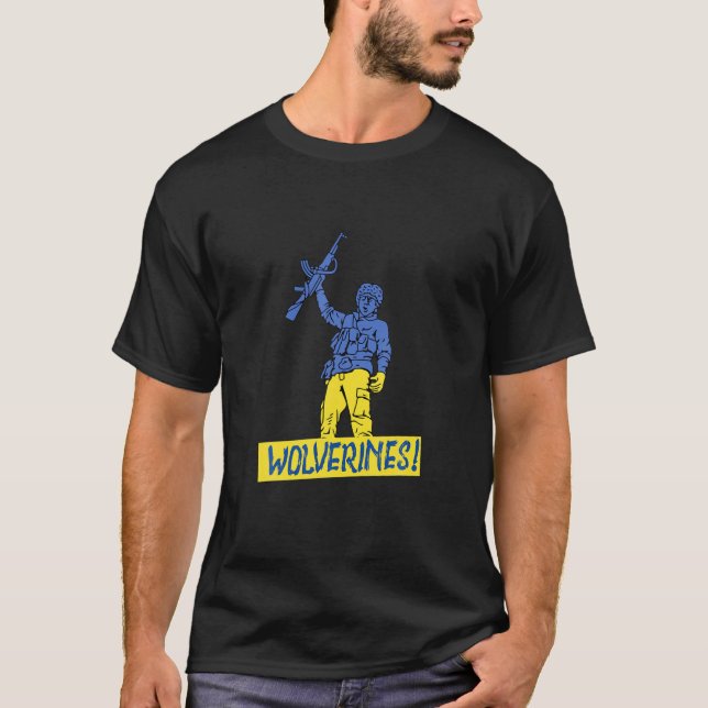 T-shirt Wolverines Soutenez l'Ukraine, Ukraine Wolverines  (Devant)