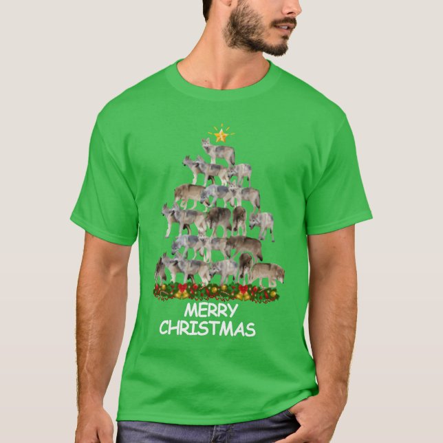 T-shirt Wolves Christmasree Joyeux Noël drôle (Devant)