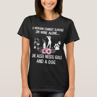 T-shirt Woman Golf Wine Dog Golf Et Wine Golf Pour Golf