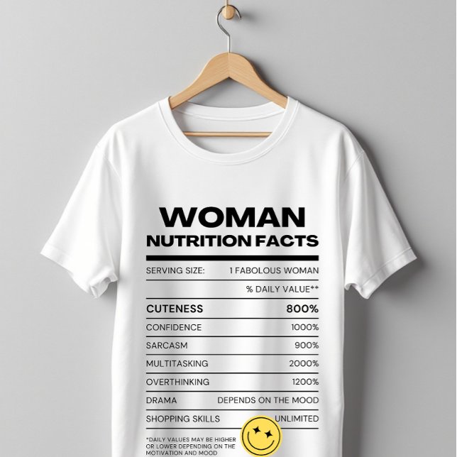 T-shirt Woman Nutrition Facts Funny Humor Design (Créateur téléchargé)
