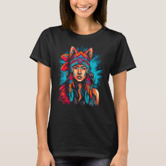 T-shirt Woman Wolf Head Native American Intuitive