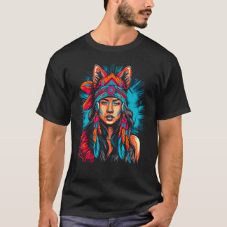 T-shirt Woman Wolf Head Native American Intuitive