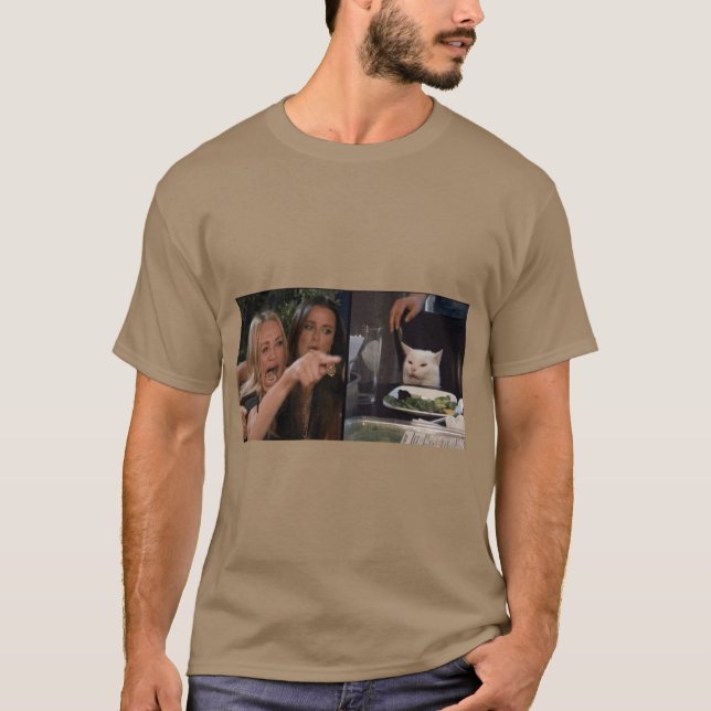T-shirt woman yelling at cat meme friends funny (Devant)